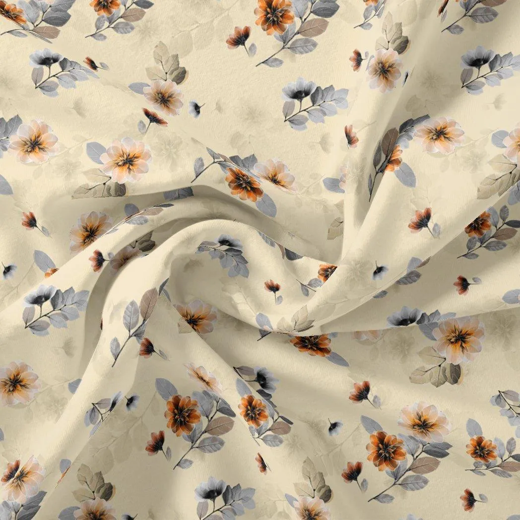 Beautiful Anemone Flower Bunch Digital Printed Fabric - Crepe
