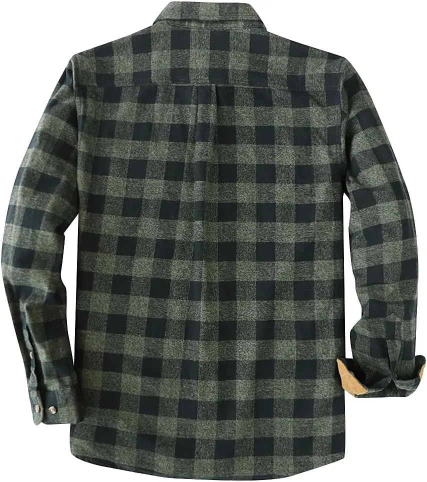 Dubinik? Mens Flannel Shirts Long Sleeve Flannel Shirt for Men Casual Button Down Brushed 100% Cotton Shirt