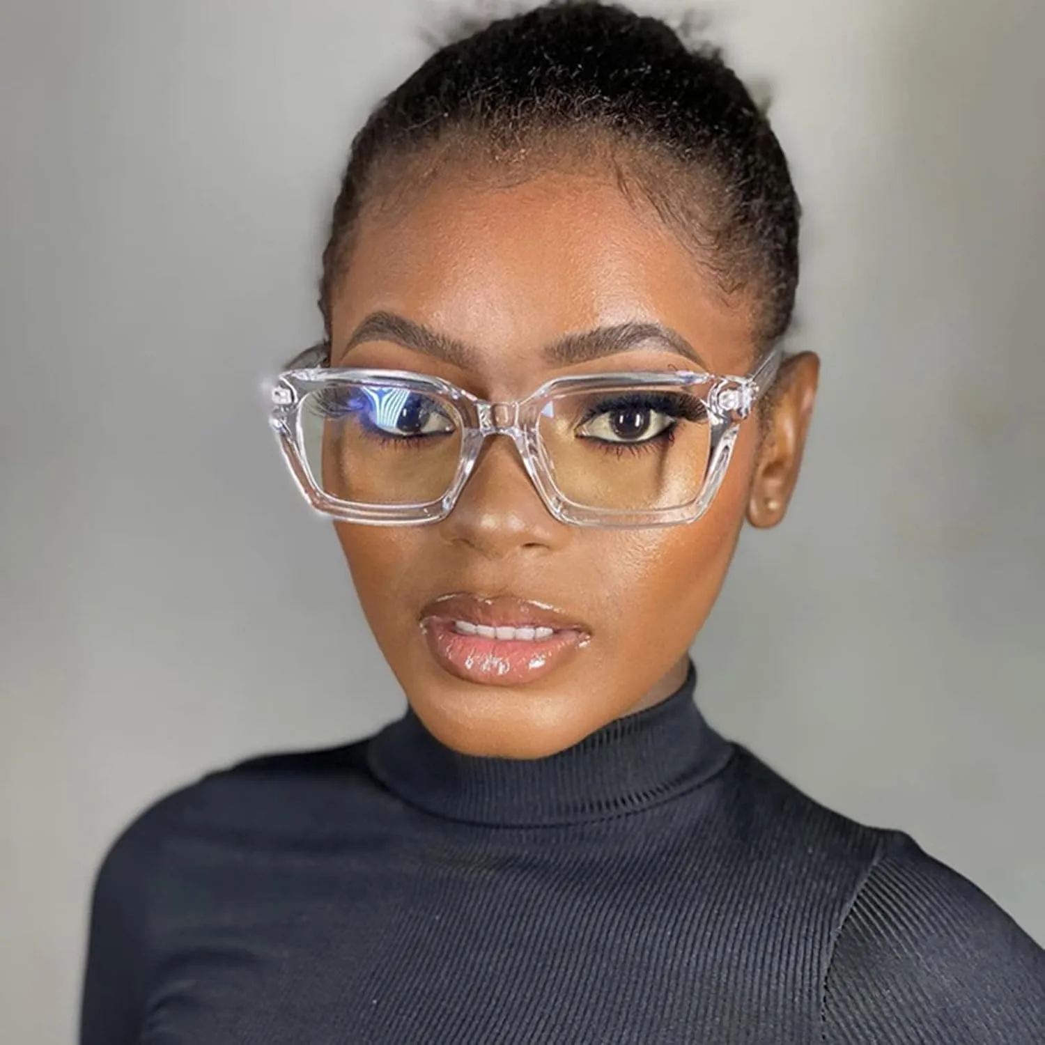 EYLRIM Classic Thick Square Frame Clear Lens Glasses for Women Men Non Prescription Eyeglasses