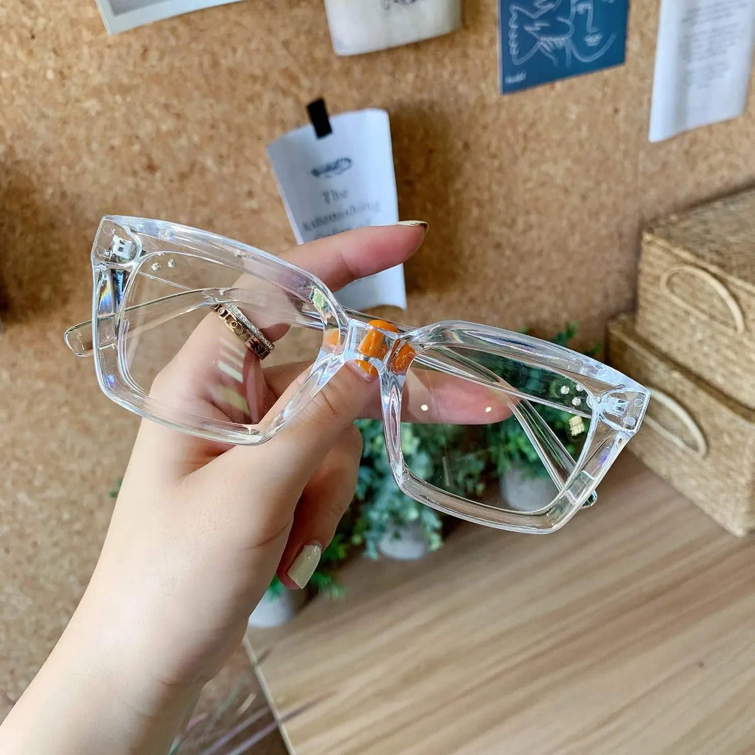 EYLRIM Classic Thick Square Frame Clear Lens Glasses for Women Men Non Prescription Eyeglasses