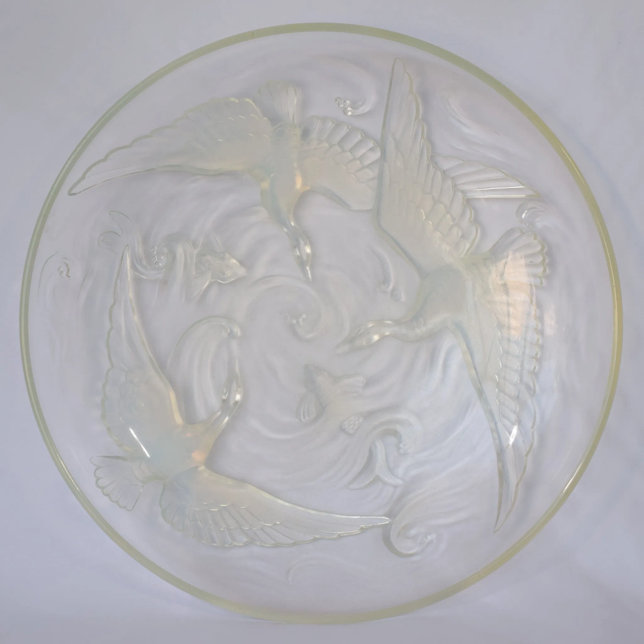 Follower of René Jules Lalique - Glass Bowl with Guillemots and Fish