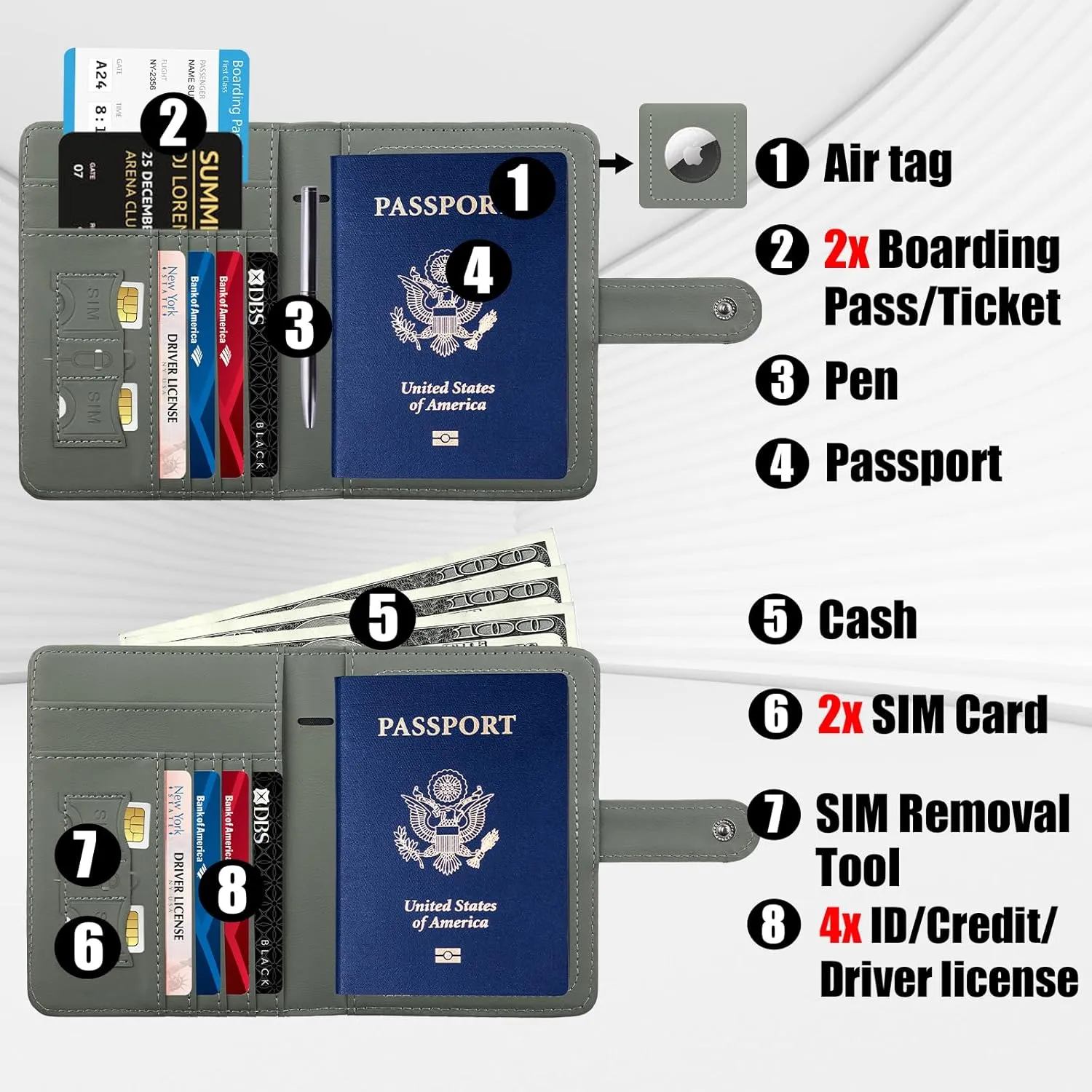 GOAUS Passport Holder for Travel with Airtag Card Slots, Money Pocket, Women Men RFID Blocking Wallet Book Case Green