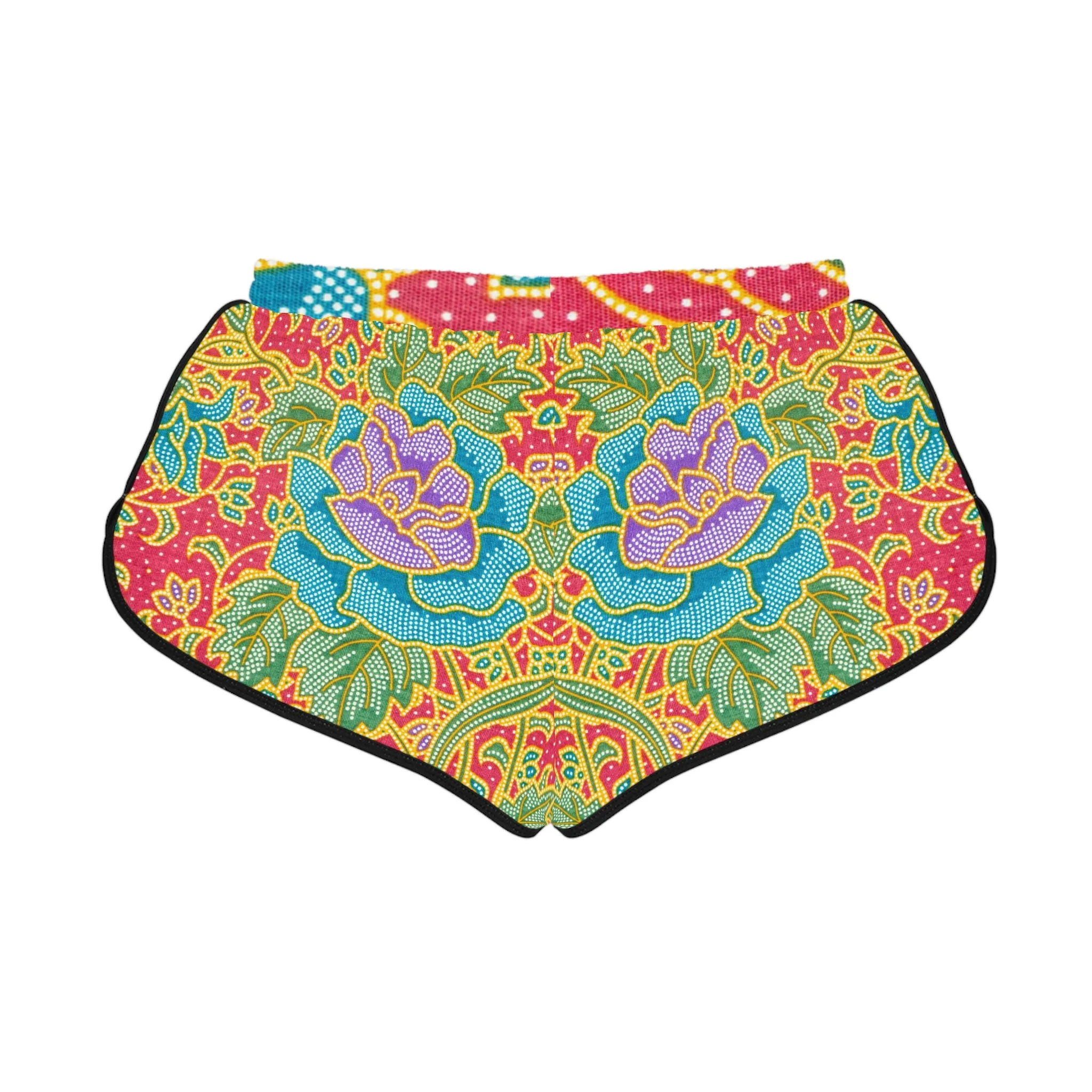 Green and red flowers - Inovax Women's Relaxed Shorts