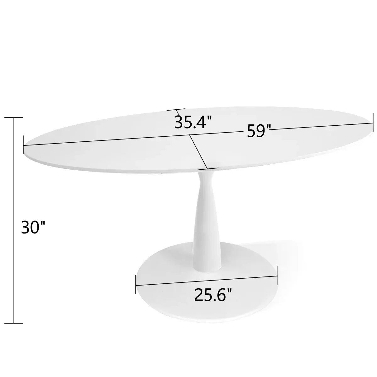 Harris 79" Modern Large Oval White Dining Table