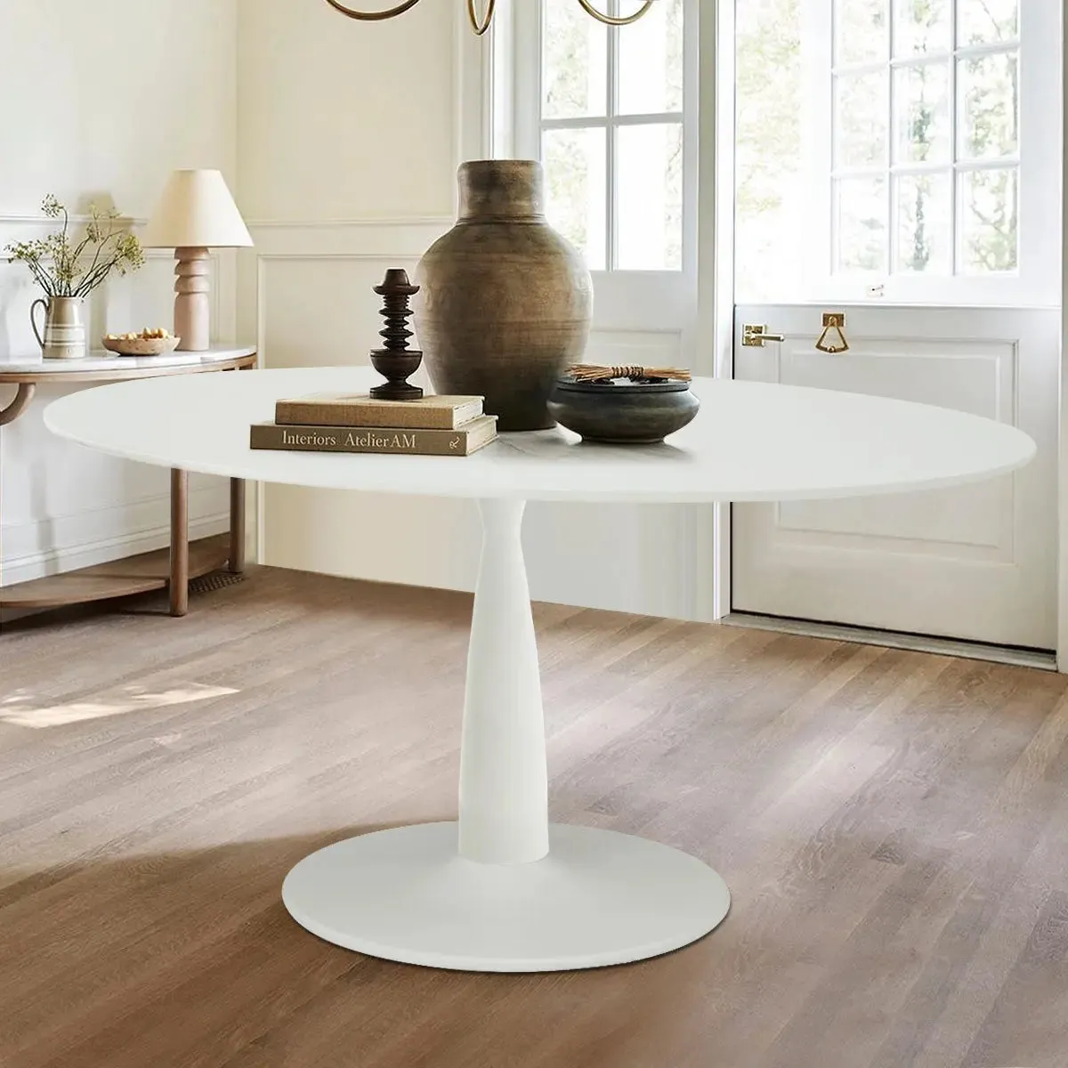 Harris 79" Modern Large Oval White Dining Table