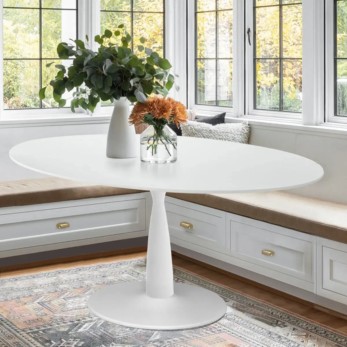 Harris 79" Modern Large Oval White Dining Table