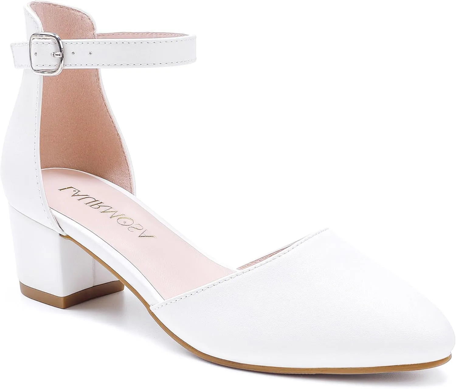 Little Girls Sandals Closed Toe High Heels Formal Dress Shoes Ankle Strap Pointed Toe Heeled for Little Big Kids in Wedding Party Block Chunky Pump Shoes