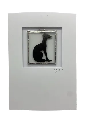 Liz Dart Stained Glass Whippet stained glass greetings card  (LD)