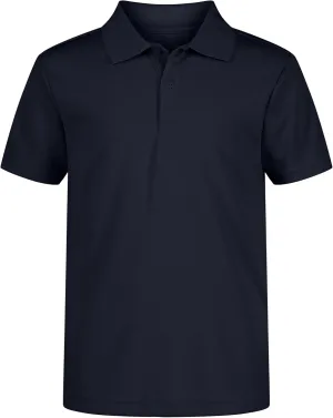 Nautica Boys' School Uniform Short Sleeve Polo Shirt, Button Closure, Moisture Wicking Performance Material