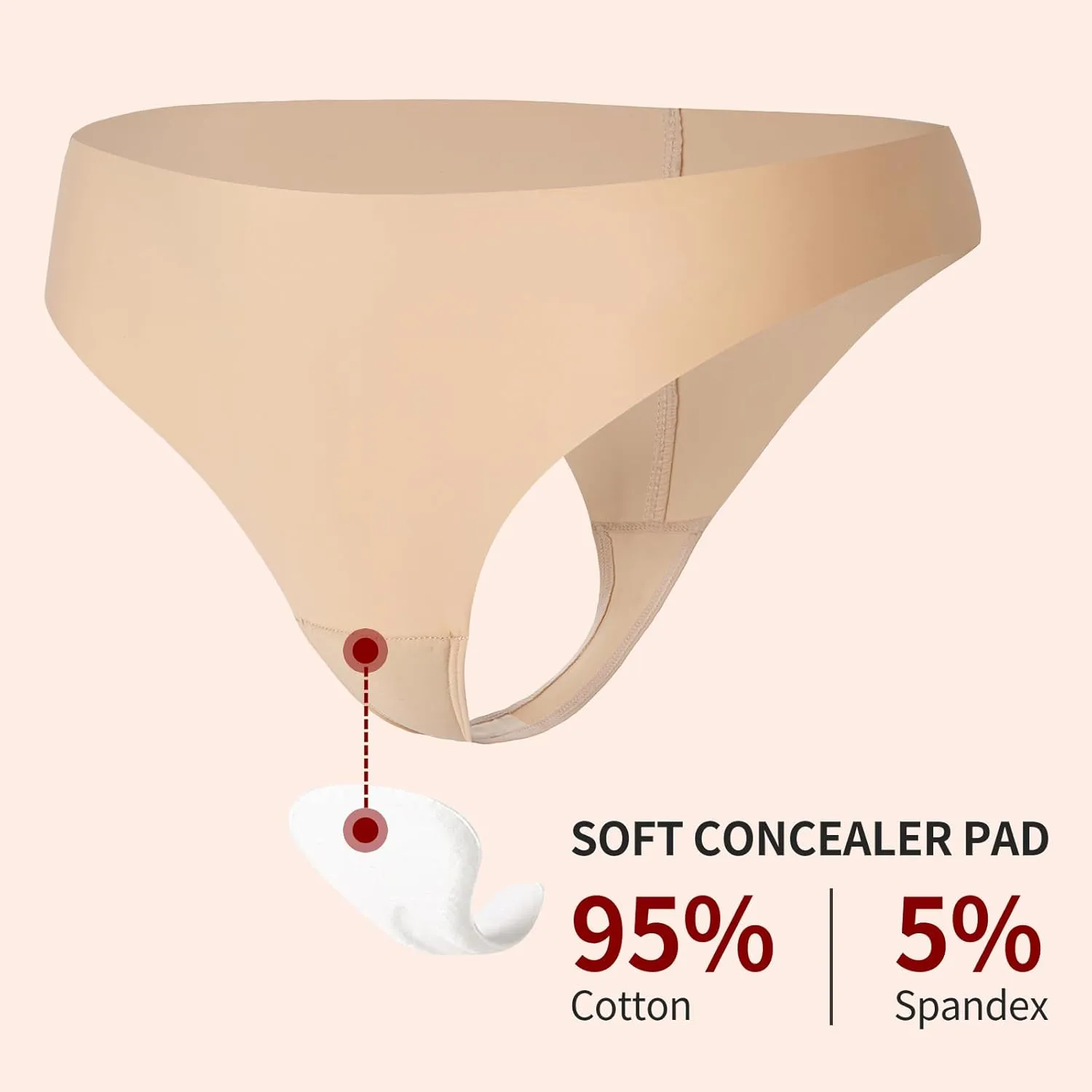 Seamless No Camel Proof Thongs Mid Waist No Show Invisible Panties Camel Concealer Underwear for Women