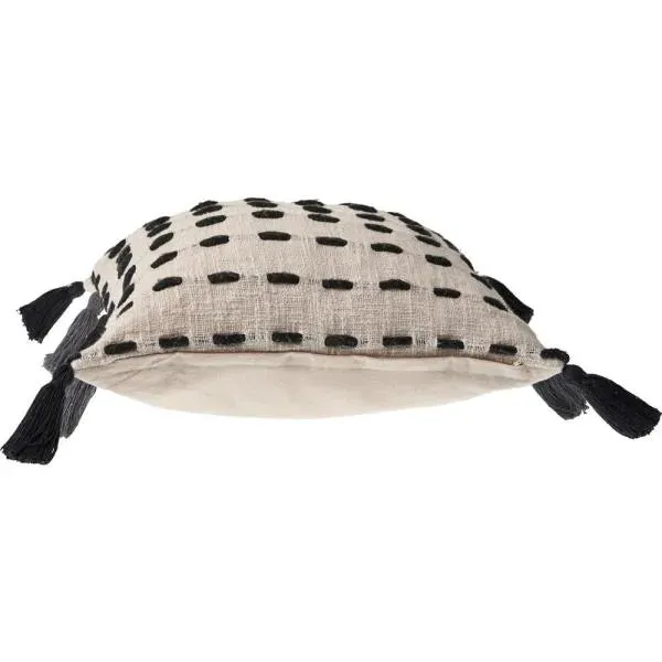 Tasseled Black and Cream Modern ��LR07463 Throw Pillow